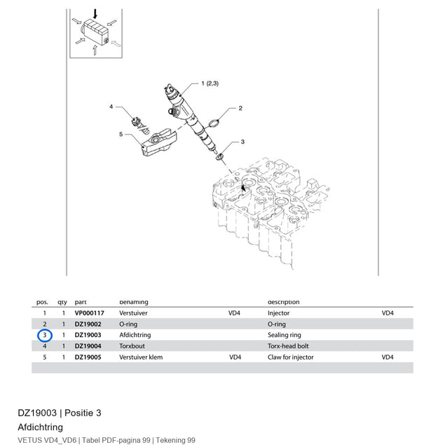 Afdichtring - Vetus - DZ19003