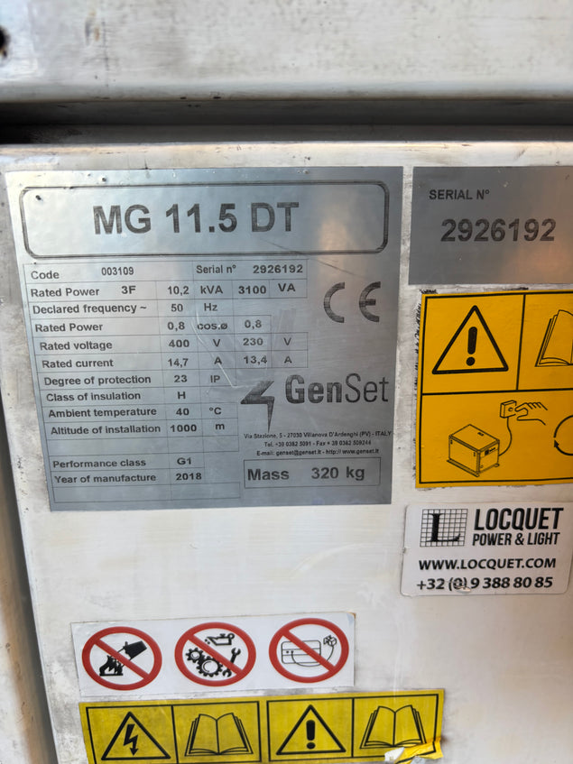 Gen-Set MG 11.5DT 10.2KVA Scheepsgenerator 1500RPM