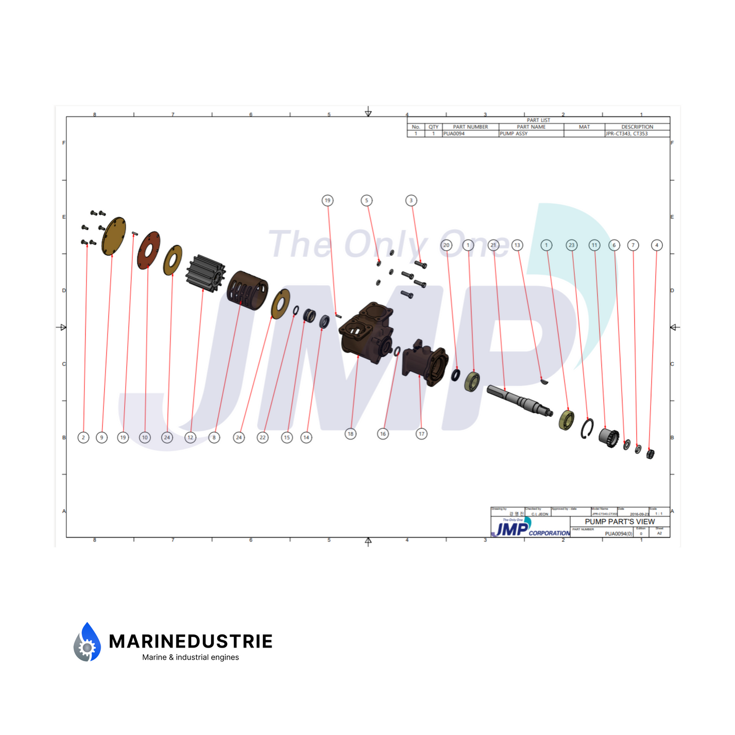 Caterpillar D336, D343, D353C, D353D, D353E - 4L5788 impellerpomp