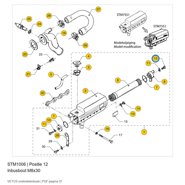 Inbusbout M8x30 - Vetus - STM1006