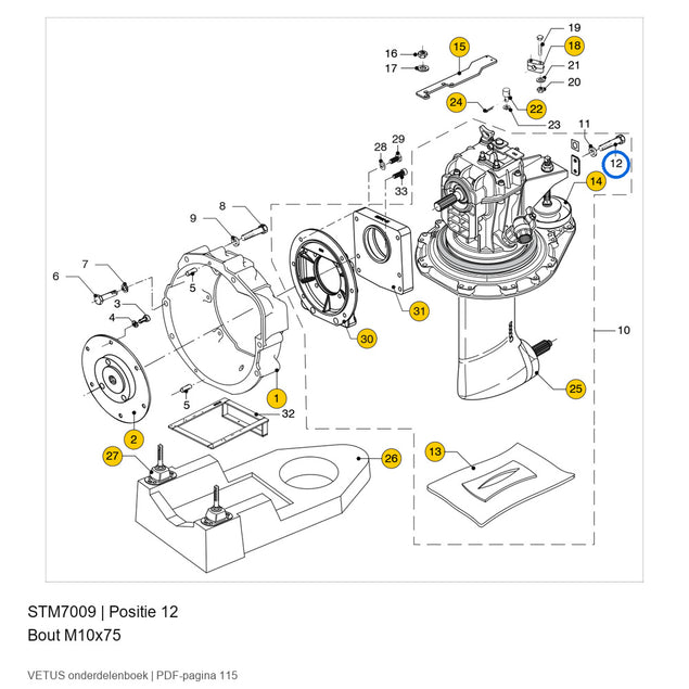 Bout M10x75 - Vetus - STM7009