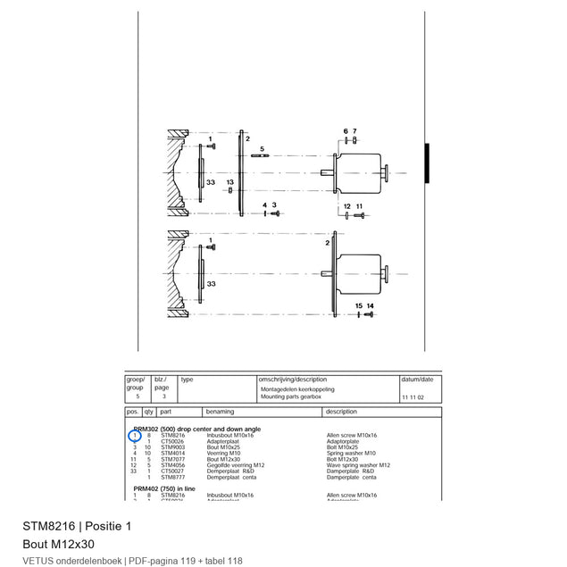 Bout M12x30 - Vetus - STM8216