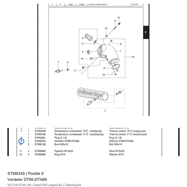 Verdeler DT66-DTA66 - Vetus - STM8345