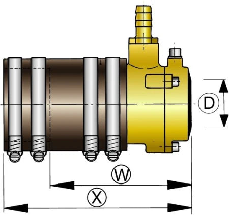 Vetus ZWB45A schroefasafdichting 45 mm – algemene producttekening ZWB