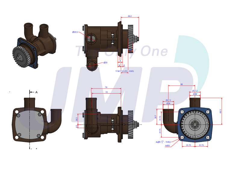 Impellerpomp Yanmar 3JH3 4JH3 4JH4 - 129670-42512