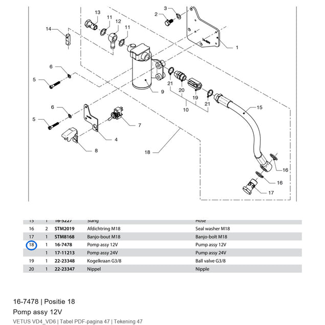 Pomp assy 12V - Vetus - 16-7478