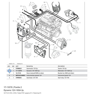 Alternator ground free - Vetus - 17-13578