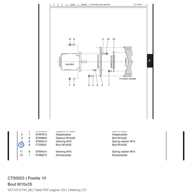 Bout M10 x1,5 x 35 - Vetus - CT50003