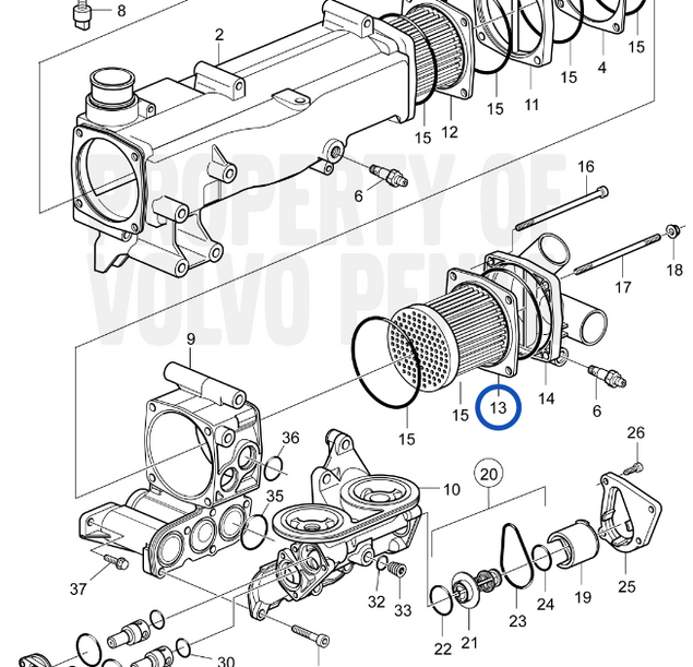 Oliekoeler insert Volvo Penta D4/D6 - 40005784