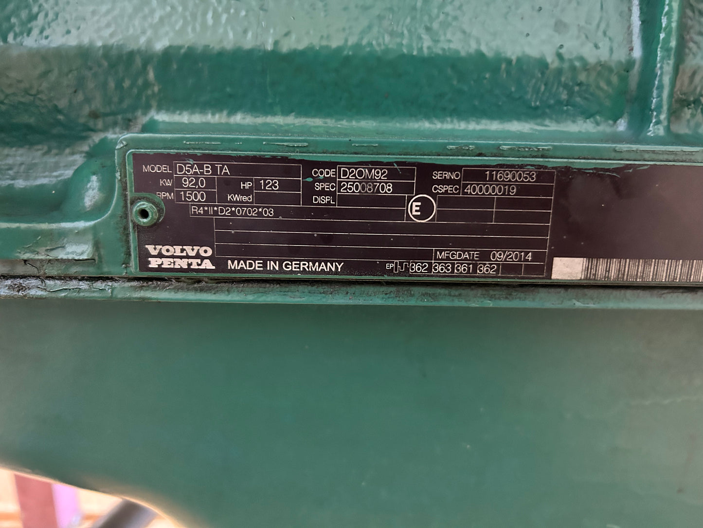 Volvo Penta D5-B TA (1500RPM) Generator motor