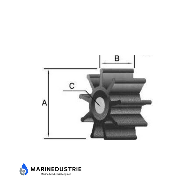 Impeller Detroit 23502086 Westerbeke 302875 Kohler 22986 Sherwood 09000K.