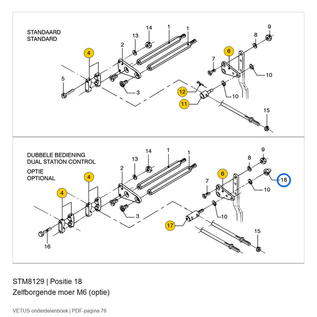 Zelfborgende moer M6 (optie) - Vetus - STM8129