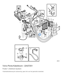 Volvo Penta kabelboom 22427251, positie 1 in de onderdelentekening