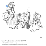 Volvo Penta distributiedeksel achter 8658107, positie 1 in de onderdelentekening