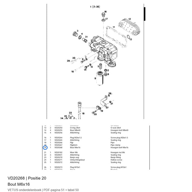 Bout M6x16 - Vetus - VD20268