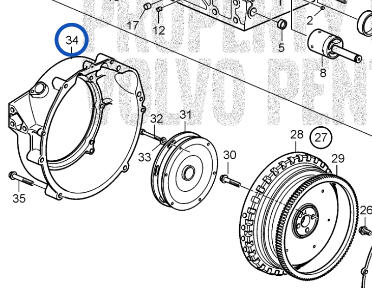 Vliegwielhuis Volvo Penta D1 D2 - 21729462 3818550