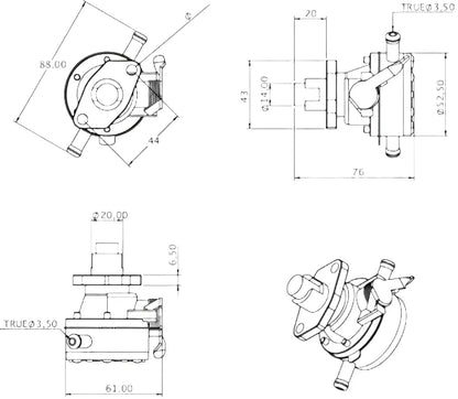 Yanmar opvoerpomp 3YM20, 4JH, 4TN, 3TN 129100-52101