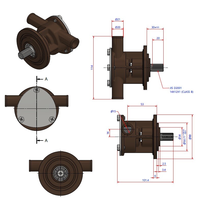 Impeller pump Vetus M4 engines - STM7630